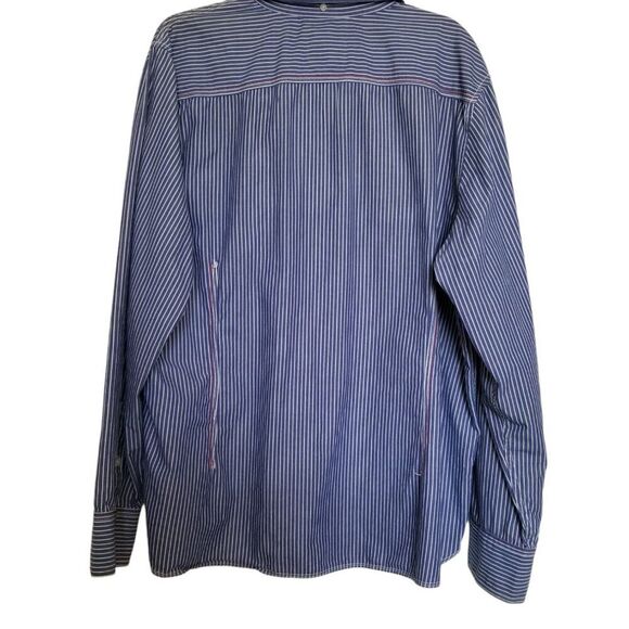 French Connection Men's Blue and White Striped Button-Down Shirt - Size XL - Picture 9 of 10